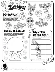 Zoobles Printable Activity Page