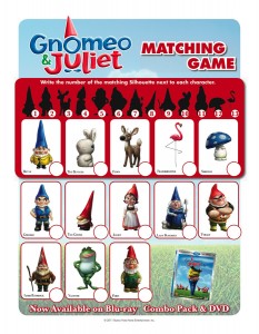 Gnomeo and Juliet Matching Printable