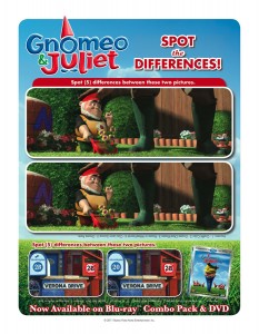 Gnomeo and Juliet Spot the Differences Printable