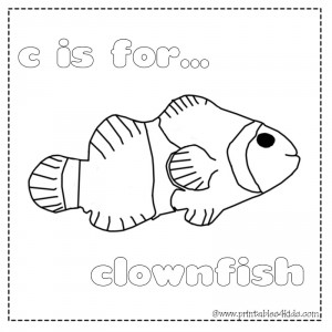 C is for Clownfish coloring page