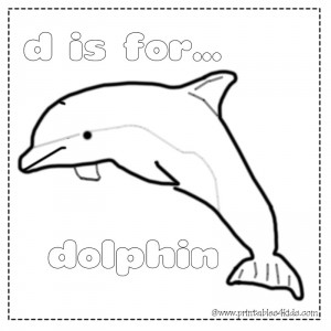 D is for Dolphin coloring page