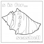 S is for Seashell coloring page