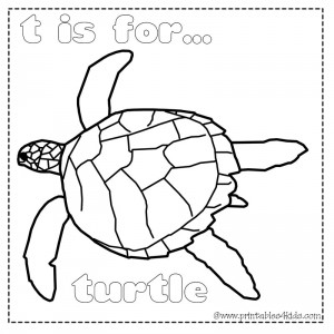 T is for Turtle coloring page